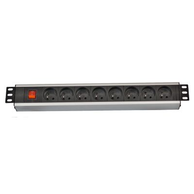 19" rozvodný panel LEXI-Net 8x230V, ČSN, vypínač, indikátor napětí, kabel 3m, 1U