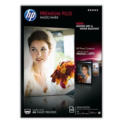 HP Premium Plus Semi-gloss Photo Paper-20 sht/A4/210 x 297 mm, 300 g/m2, CR673A