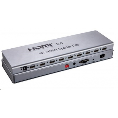 PremiumCord HDMI 2.0 splitter 1-8 portů, 4K x 2K/60Hz, FULL HD, 3D